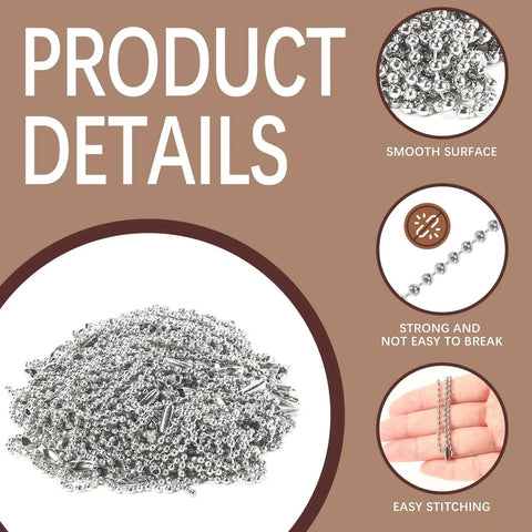 Product details of 300 Pcs Ball Chain Keychain Links 3.9 Inch Beaded Chains Nickel Plated Silver 2.4 Mm Ball Chains Bulk