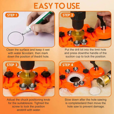 Diamond Hole Saw Kit For Glass Ceramic Tile Marble And Porcelain For DIYers And Pros, 12 Piece Hollow Drill Bit Set guide