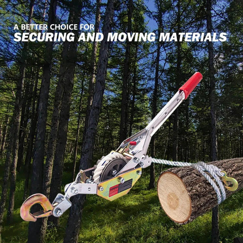 3/4 Ton Capacity Rope Puller With 100 Feet Of 0.6 Inch Rope Come Along Winch for tree felling in forest scene