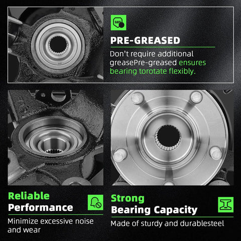Close-up of pre-greased right front steering knuckle and wheel bearing hub for Escape 2005 2012, Tribute 2005 2011, Mariner 2005 2011