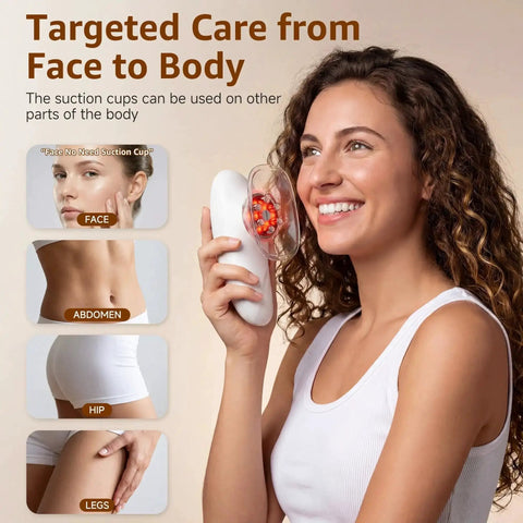 Woman using All In One Body Sculpting Machine For Cellulite Removal And Contouring, Muscle Relaxation, Skin Tightening, At Home Massage Tool For Legs Abdomen Arms And Love Handles