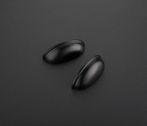 Two 3-inch flat black drawer pulls from ten pack for cabinets, sleek matte finish, durable metal hardware