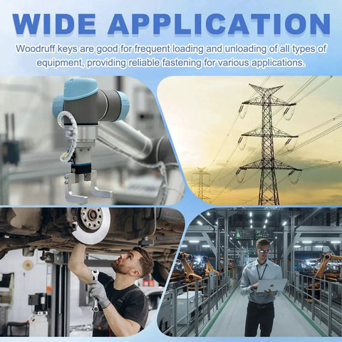 Wide application of Woodruff keys in machinery, automotive repair, and industrial equipment maintenance.
