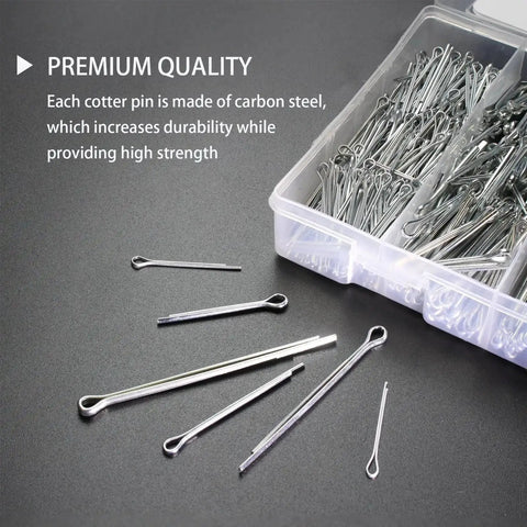 Built Tough Cotter Pin Assortment Kit With Case 1000 Piece Set Including Six Sizes From 1/16 To 5/32 Inch Durable Carbon Steel Split Pins