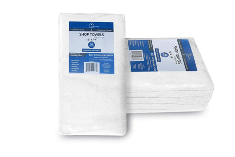 Tough As Nails Cotton Shop Towels 12x14 Inches Pack Of 50 Plus 5 Bonus Reusable Cleaning Rags 100 Percent Cotton Absorbent