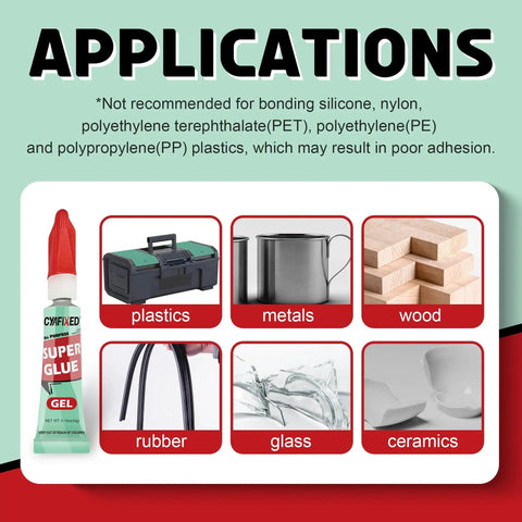 Clear Gel Super Glue For Wood Plastic Metal Bonding Instant Adhesive For Crafts with application examples