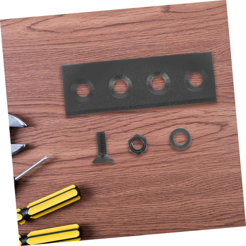 Barn Door Track Hardware Kit With Flat Fixing Plate And Connecting Brace For Stable Sliding Doors Diy Friendly Easy Install Sliding Barn Door Rail System Durable Steel Construction Heavy Duty Track Components, showing a flat metal plate and screws on a wooden surface.