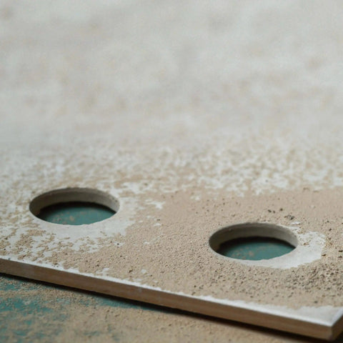 Close-up of holes drilled using 60mm Diamond Core Drill Bit For Wet Use Concrete Masonry Hard Brick Tile Marble Stone And Glass