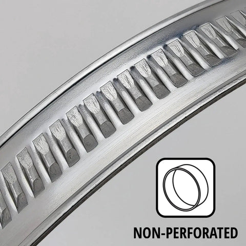Close-up of 316L Stainless Steel Worm Gear Hose Clamp with non-perforated band, part of Pack Of 10 0.87 To 1.18 Inches Heavy Duty Corrosion Resistant
