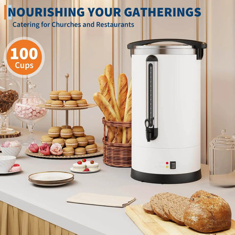 Massive 14L Electric Coffee Urn Double Wall Stainless Steel Commercial Beverage Dispenser 4.8 Gallon Hot Coffee Percolator on counter