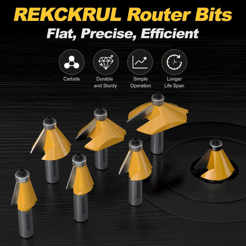 45 Degree Chamfer Router Bit With Bearing, Half Inch Shank, Three Quarter Inch Cutting Length, carbide tipped woodworking bit