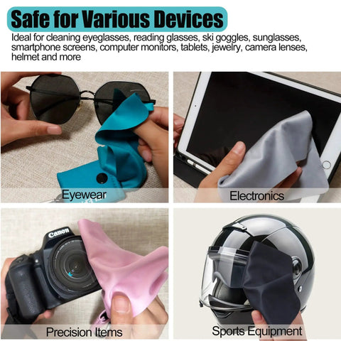 Solid Color Microfiber Eyeglasses Cleaning Cloth Keychain Portable Lens Wipes used on sunglasses, tablet, camera, and helmet.