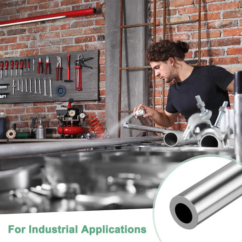 Man working with 304 Stainless Steel Tube 4 Pack 300mm Seamless Pipe 5mm OD 0.8mm Wall in workshop for construction and DIY projects.
