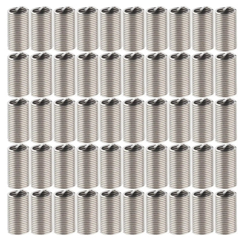 50 Pieces M10x1.25 Helical Stainless Steel Threaded Inserts With Locking Wire Anti Loosening Sleeves Spiral Circle Repair Inserts Threaded Reducer Nuts And Socket Set For Metal And Wood Applications.