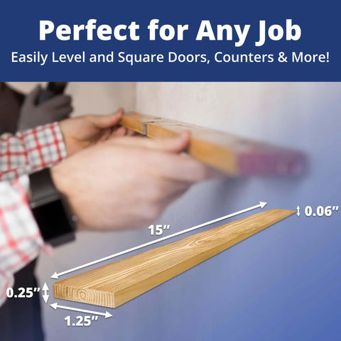 Extra Long 15 Inch Tapered Spruce And Fir Wood Shims Pack Of 13 for Quick And Easy Door Window And Cabinet Installations