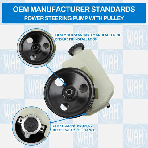 Image of Power Steering Pump With Pulley For Jeep Liberty 2002 2003 2004 2005 2006 V6 3.7L Beefed Up Replacement Easy Install