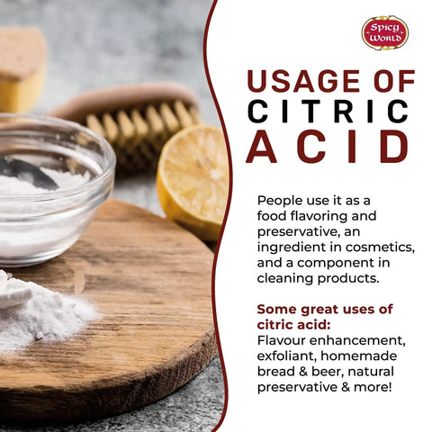 Citric Acid Powder 2 Lb Bag Food Grade Non GMO Granular For Cleaning Canning with lemon and cleaning brush