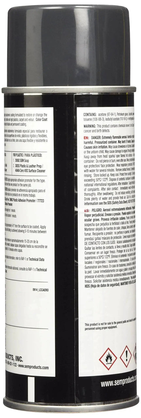 Side view of Graphite Color Coat For Automotive Finishes 12 Fl Oz High Gloss Durable Shine spray can with label details.