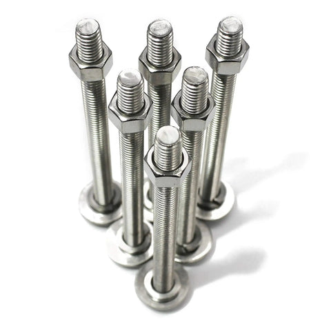 Heavy Duty 5/16-18 X 4 Inch Stainless Steel Hex Head Bolts Kit With Fully Threaded Shafts Includes Hex Nuts Fender Flat Washers And Split Lock Washers 304 Grade Stainless Steel All In One Bolt Set By Bolt Fullerkreg