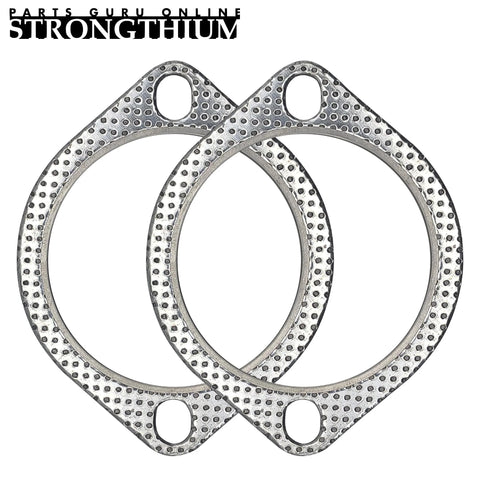 Strongthium 3.5 in graphite exhaust flange gasket, 2-pack with fire ring for muffler manifold
