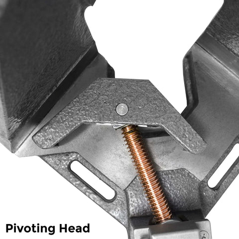 Close-up of 3-Axis Fixture Vise With Quick Acting Screws And Swing Away Arm, focusing on the pivoting head mechanism.