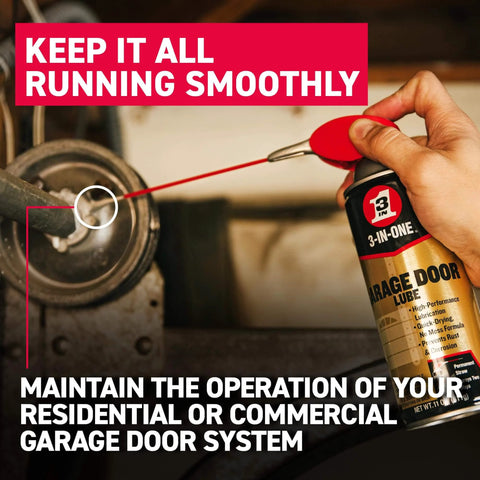 Garage Door Lubricant With Smart Straw Sprays Two Ways, 11 Oz, 6 Pack Reduces Friction, Prevents Squeaks on metal components