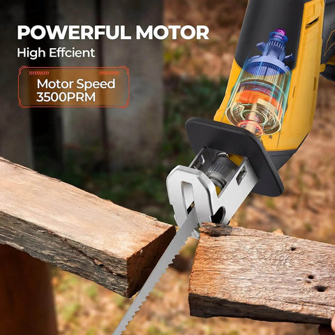 Cordless Reciprocating Saw With Brushless Motor Compatible With 20V Max Batteries No Battery Included, cutting wood.