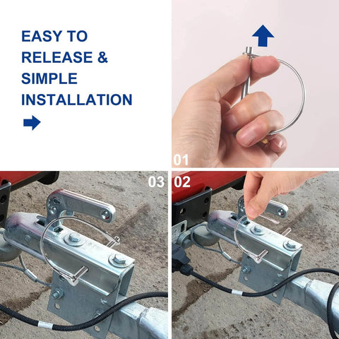 Two-Pack One Quarter Inch By Three Inch Trailer Hitch Pin Set Durable Zinc Plated Carbon Steel Coupler Pins installation steps
