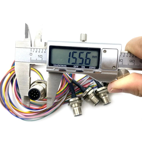 Caliper measuring Two Pack M12 8 Pin A Code Front Mount Male Connector Cable IP67 Waterproof Unshielded Straight Aviation Socket