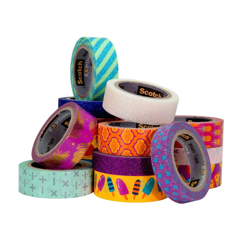 Decorative Washi Tape for Planners and Crafts, Blurred Lines Pattern, 6-Roll Pack, colorful designs, ideal for DIY projects.