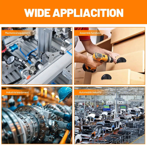Image showing wide applications of tools in mechanical equipment, furniture assembly, industrial equipment, and automobile industry.
