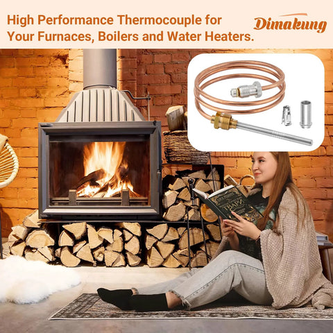 Cq100a1013 24-inch copper thermocouple with adapter fittings for Resideo/Honeywell 30 mV systems.