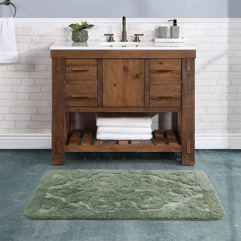 Bathroom vanity with wooden cabinet featuring Antique Brass Zinc Alloy Cabinet Pulls 3 Inch Hole Center 76mm Solid Drawer Handles.