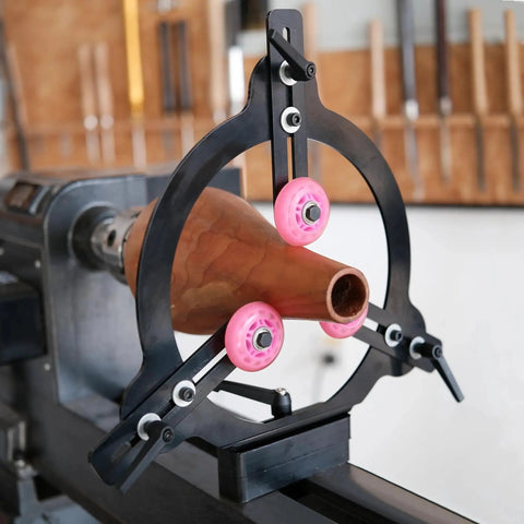 Pro Grade Woodturning Steady Rest For 12 Inch 14 Inch And 16 Inch Swing Lathes Ideal For Spindle Turning Heavy Duty Steel Plate Three Rubber Coated Rollers For Smooth Mobility And Stability Dual Bearing Design