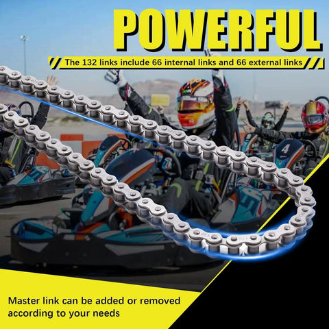 Heavy Duty 420 Motorcycle Chain 132 Links With Chain Breaker Kit Fits SSR TaoTao Coolster Apollo Baja 212cc Chinese ATV Go Kart Dirt Bike Quad And Other 50cc 70cc 110cc 125cc 150cc Powersports Rigs