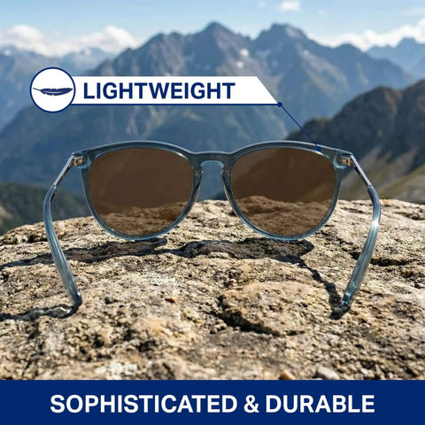 North Park X2 Polarized Sunglasses With Classic Shape And Mixed Metal Frame Gray Lenses Crystal Blue Frames And Silver Temples
