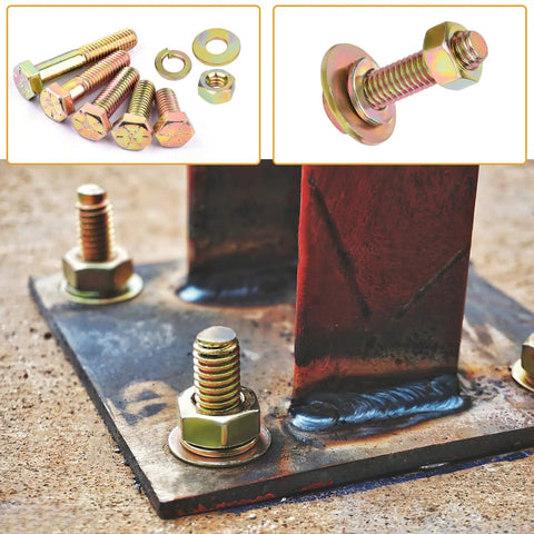 Heavy Duty Grade 8 Alloy Steel SAE Hex Bolts Nuts Kit With Fifteen Common Sizes Including One Quarter Twenty Five Sixteen