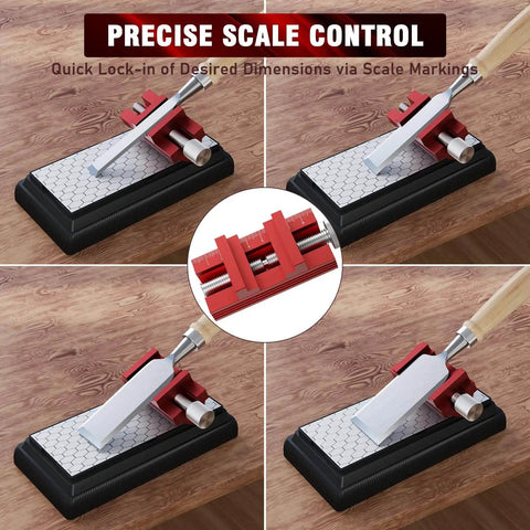 All In One Honing Guide With Whetstone For Woodworking, Upgraded Centering Sharpening Jig on tabletop, precise edge angles