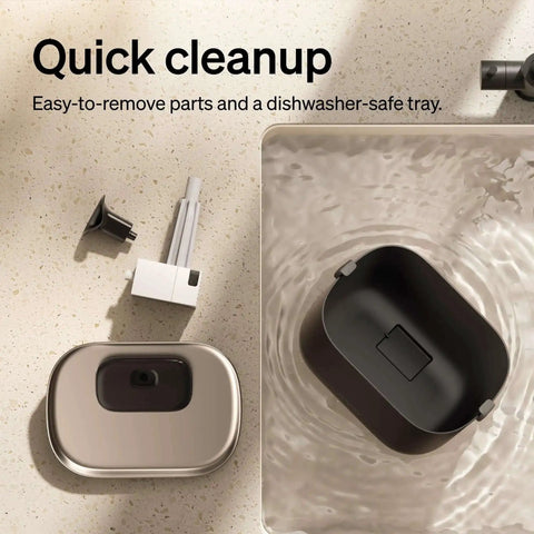 Cordless Battery Operated Cat Water Fountain with 2.5L Capacity 84oz Stainless Steel Tray BPA Free Easy To Clean parts shown