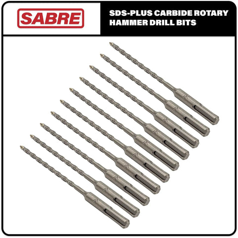 Ten Pack SDS Plus 3 16th Inch Carbide Tipped Rotary Hammer Drill Bits For Brick Stone And Concrete Ideal For Tapcon Screws