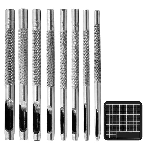 10 Piece Leather Hole Punch Set With Hollow Round Punches 1mm To 4.5mm, Includes Anti Slip Mat, steel tools for crafting.