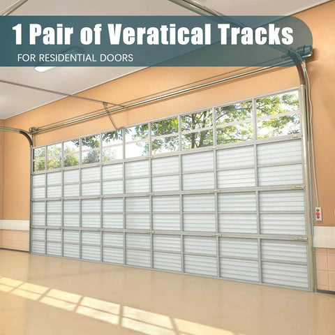 Installed two piece garage door vertical track replacement kit with six rail doorpost brackets and screws for 7ft doors