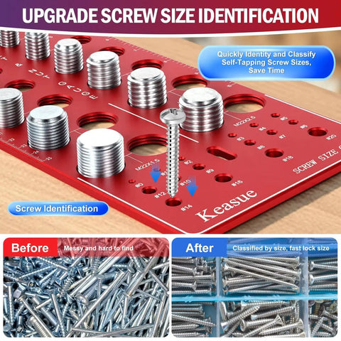 76 Piece Thread Checker Gauge Set Featuring 34 Standard And 26 Metric Thread Sizes Plus 16 Screw Size Gauges Aluminum Plate