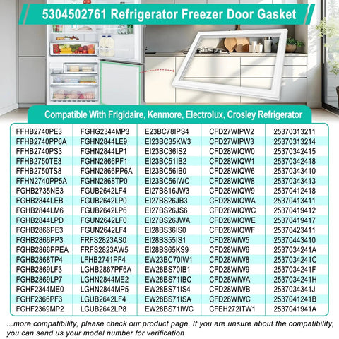 Upgraded Fridge Freezer Door Seal Replacement For Frigidaire Kenmore Electrolux Crosley Gasket list of compatible models