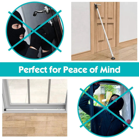 Sliding Door Lock Bar With Anti Lift Lock, Adjustable Security Bar for Homes And Offices installed against door for security