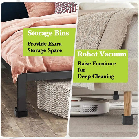 Four Pack Heavy Duty Adjustable Bed Risers 1 2 3 Inch Square Stackable Furniture Lifts under bed and sofa for storage and vacuum access