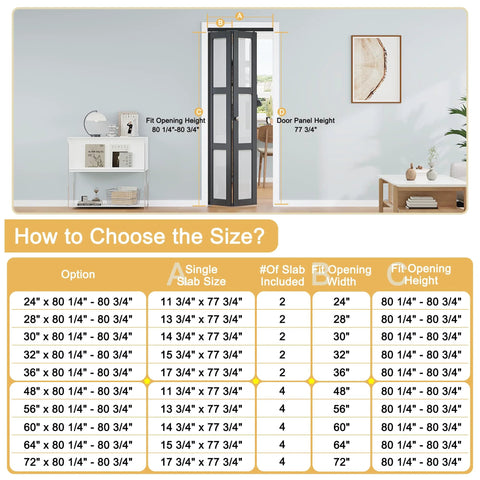 Ready To Install Bifold Closet Door Set For 64x80 Openings With 3 Lite Tempered Frosted Glass Panels, Pre Assembled Black PVC Surface