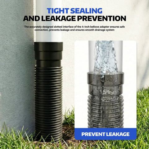 4-inch PVC to corrugated pipe adapter, black plastic push-fit connector for 4-inch drainage pipes