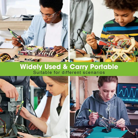 People using 100W LED Digital Soldering Iron Kit With Ceramic Heater, Quick 15 Second Heat Up, for electronics and PCB repair