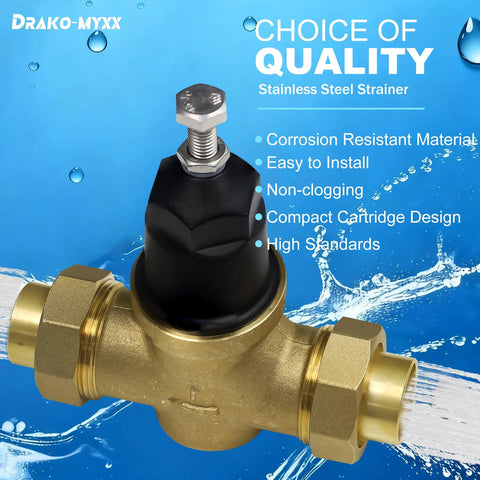 1-inch NR3XL pressure reducing valve with brass body, double union FNPT connections, and black adjustment knob.